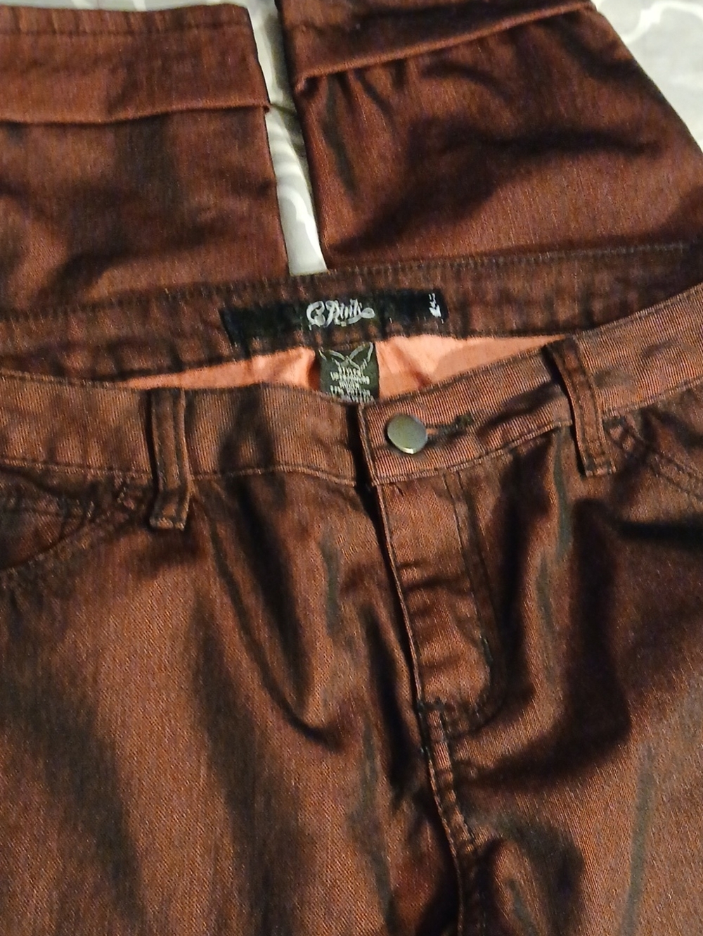 C Pink Women's Burgundy Stretch Denim Crop Jeans